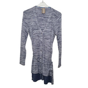 Anthropologie Dolan Blue Long Layered Look Long Sleeve Sweater Cardigan Sz Small